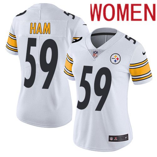 Women Pittsburgh Steelers #59 Jack Ham Nike White Vapor Limited NFL Jersey